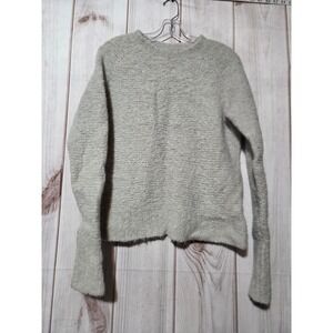 Banana‎ Republic Wool Fuzzy Textured Crew Neck Sweater Light Gray Size Medium
